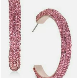 New Gold Tone, Pink Stones, Hoop Earrings INC